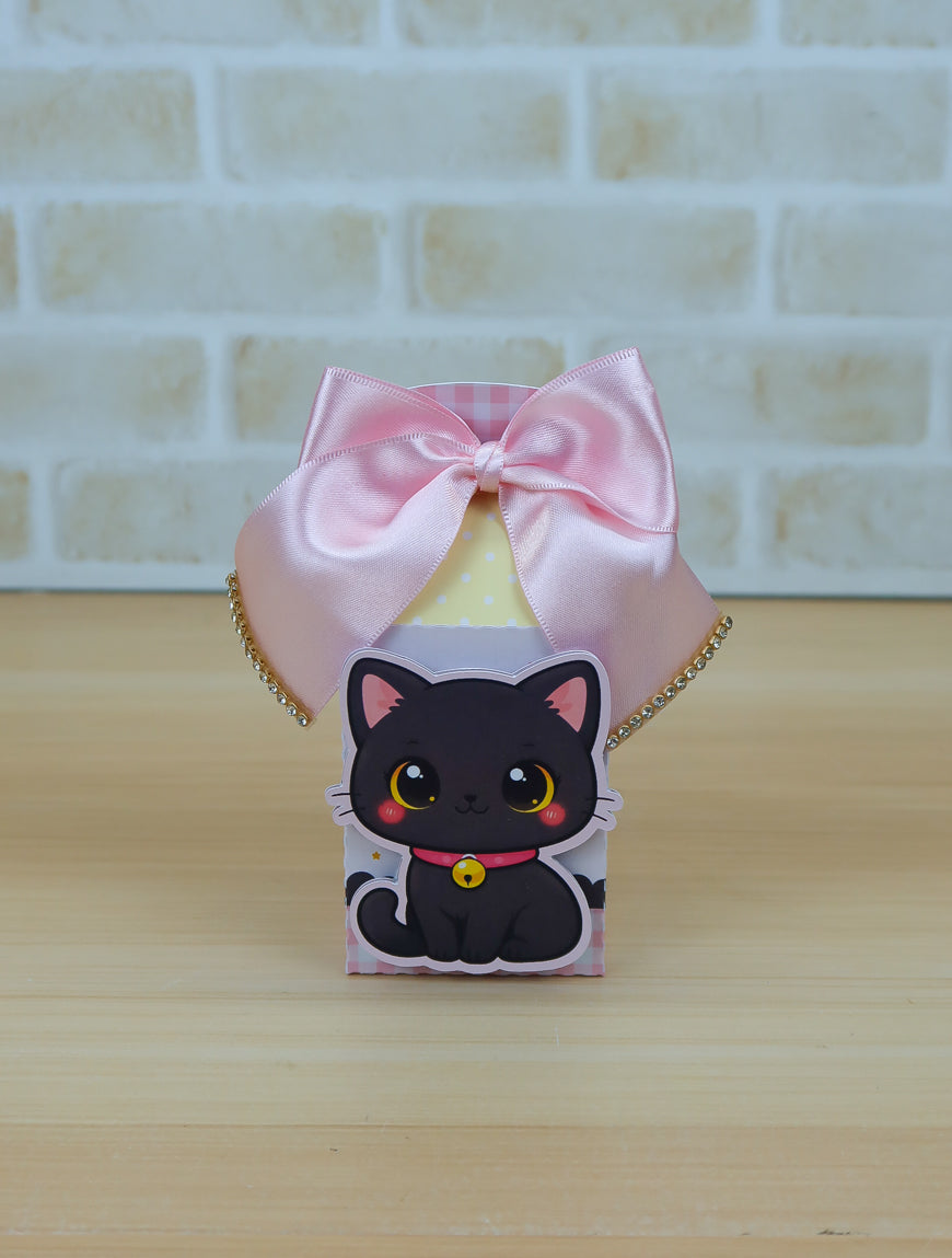 Black Kitten Party Favor Box Kit