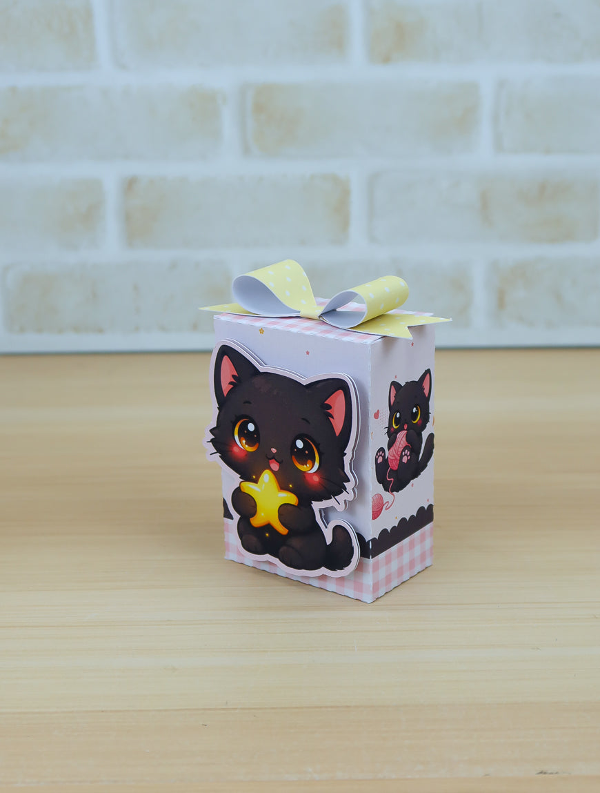 Black Kitten Party Favor Box Kit