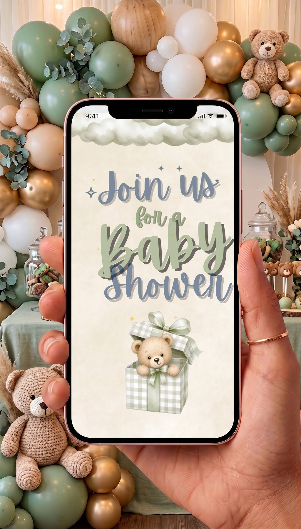 Baby Shower Video Invitation — Editable Canva Template
