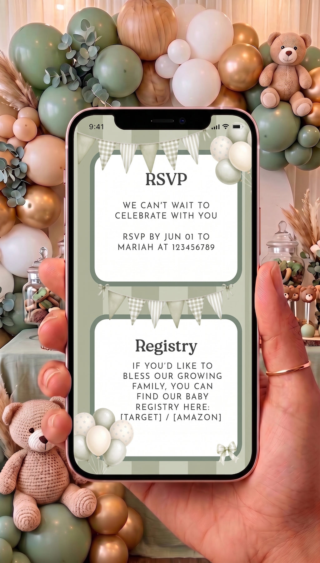 Baby Shower Video Invitation — Editable Canva Template