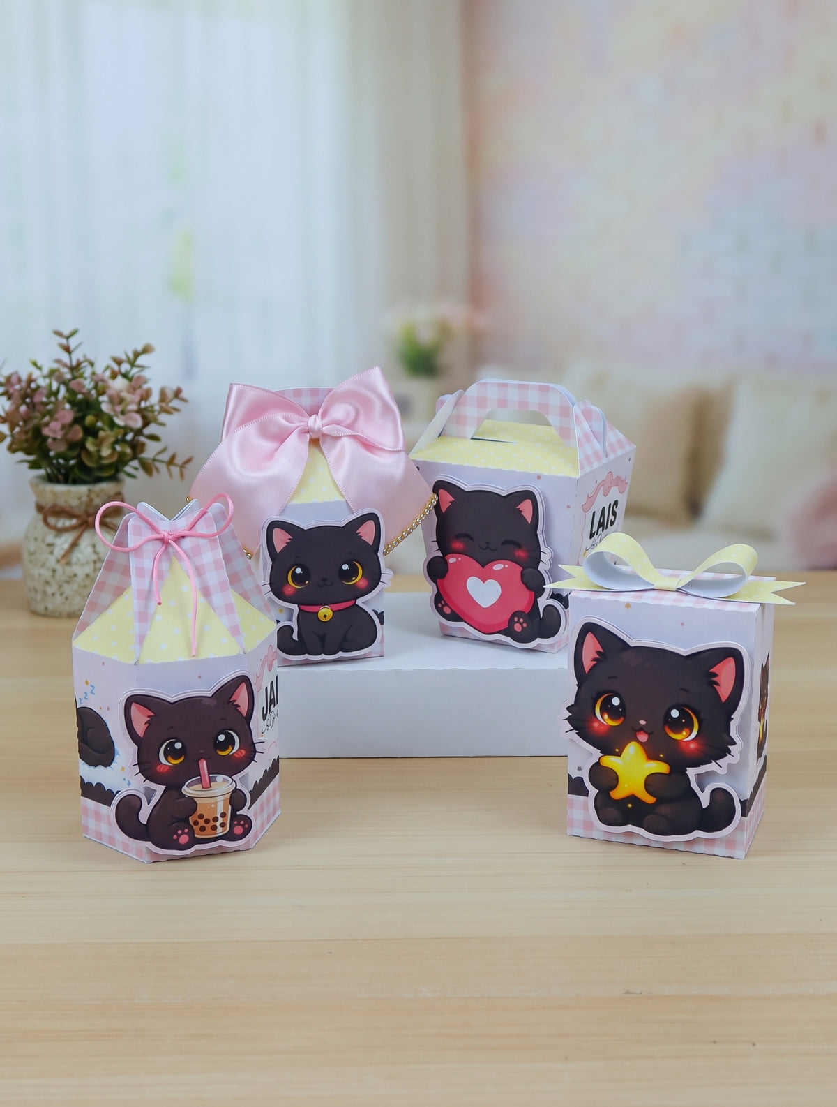 Black Kitten Party Favor Box Kit