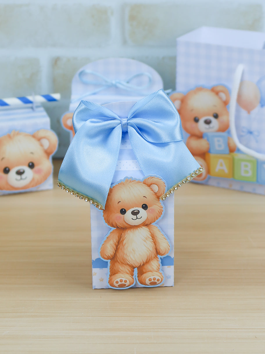Blue Baby Bear Party Favor Box Kit