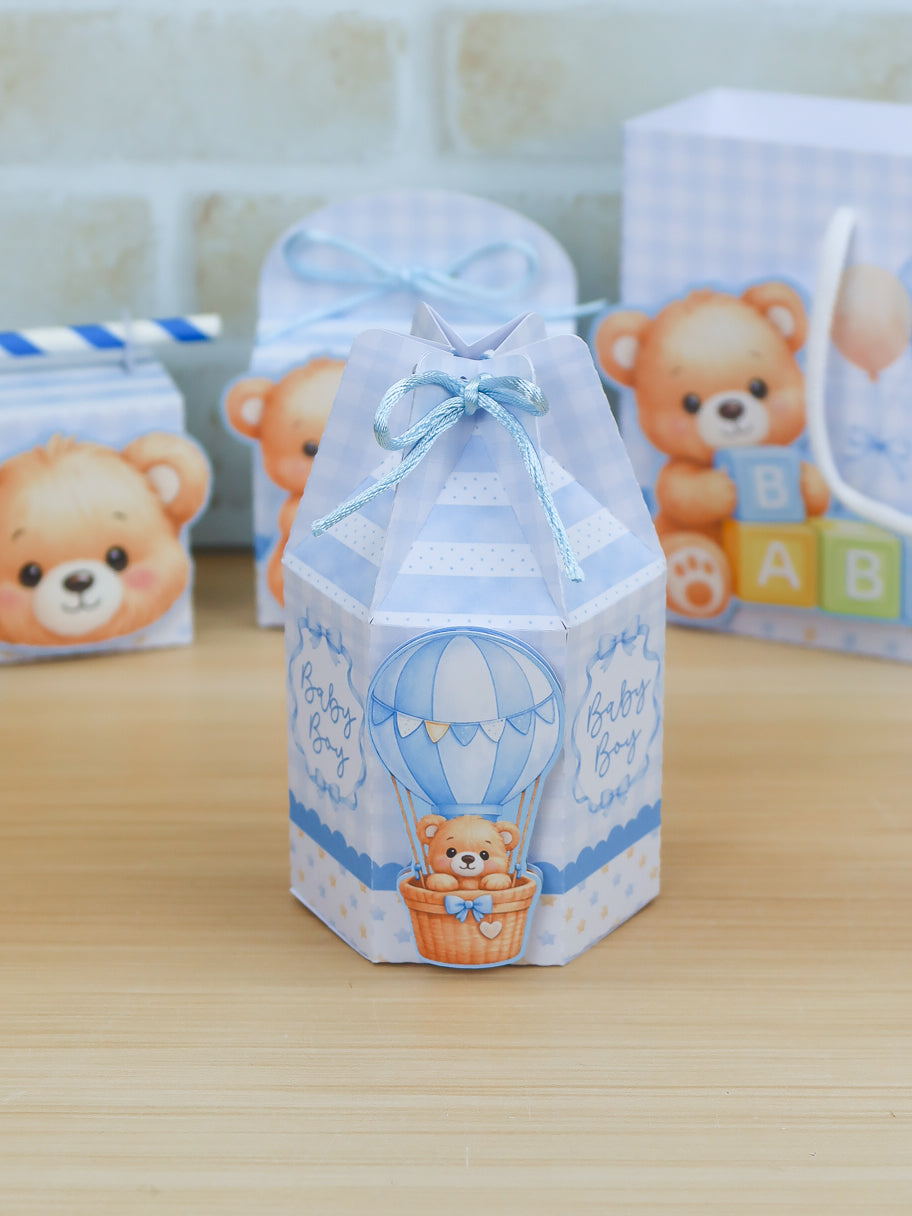 Blue Baby Bear Party Favor Box Kit