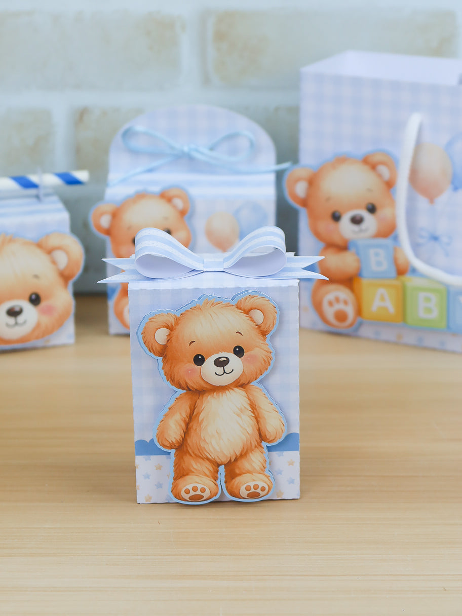 Blue Baby Bear Party Favor Box Kit