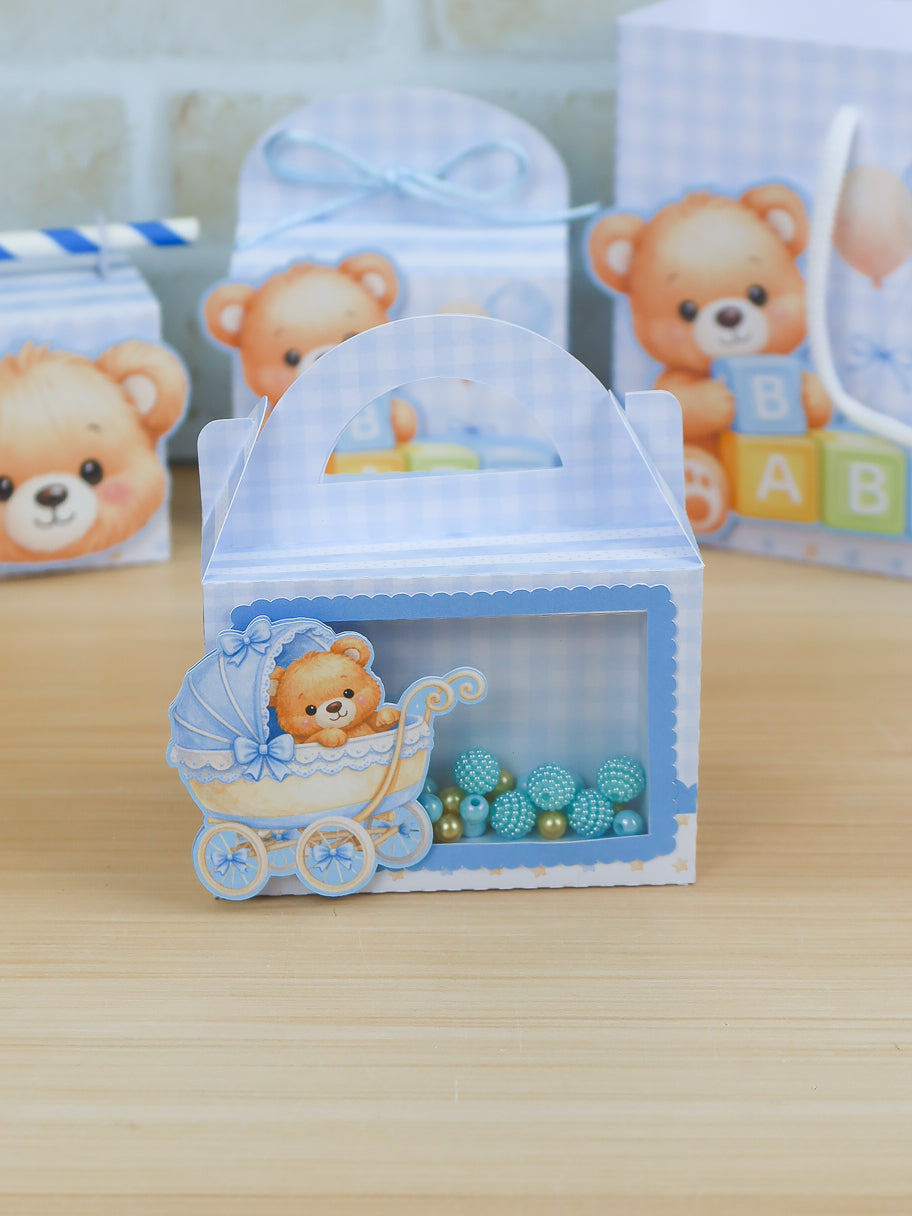 Blue Baby Bear Party Favor Box Kit
