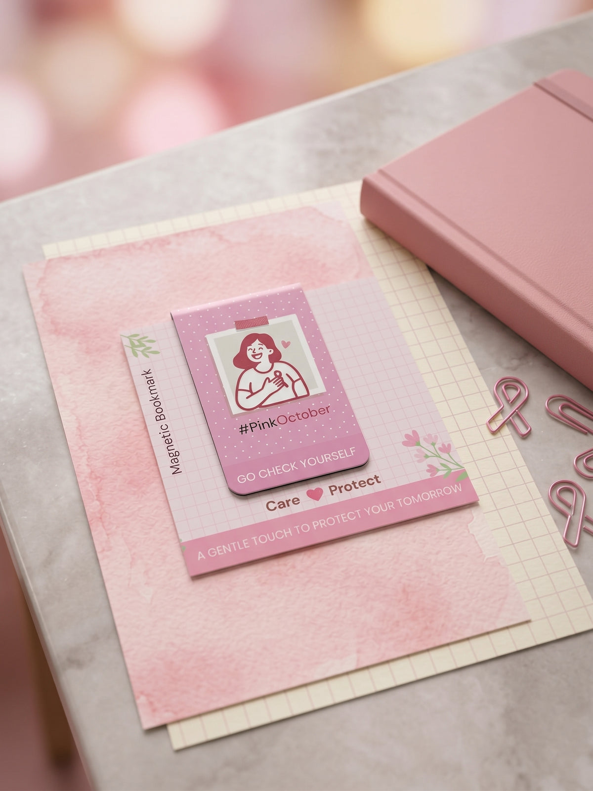 Pink October Slim Magnetic Bookmark